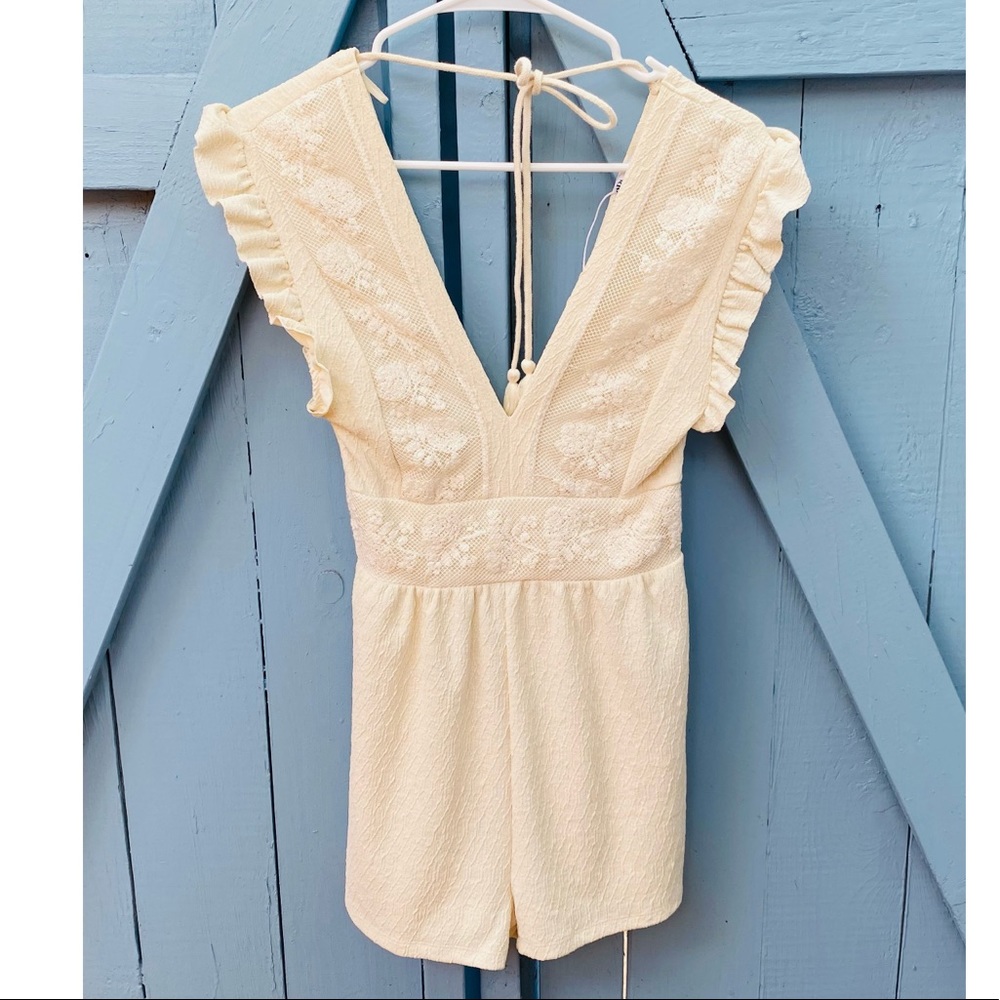 Ecru GUIPURE JUMPSUIT - Small Zara